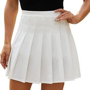 HERBATOMIA Women’s White Pleated Mini Skirt Tennis High Waist